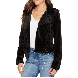 BlankNYC Black Velvet Moto Jacket, XS